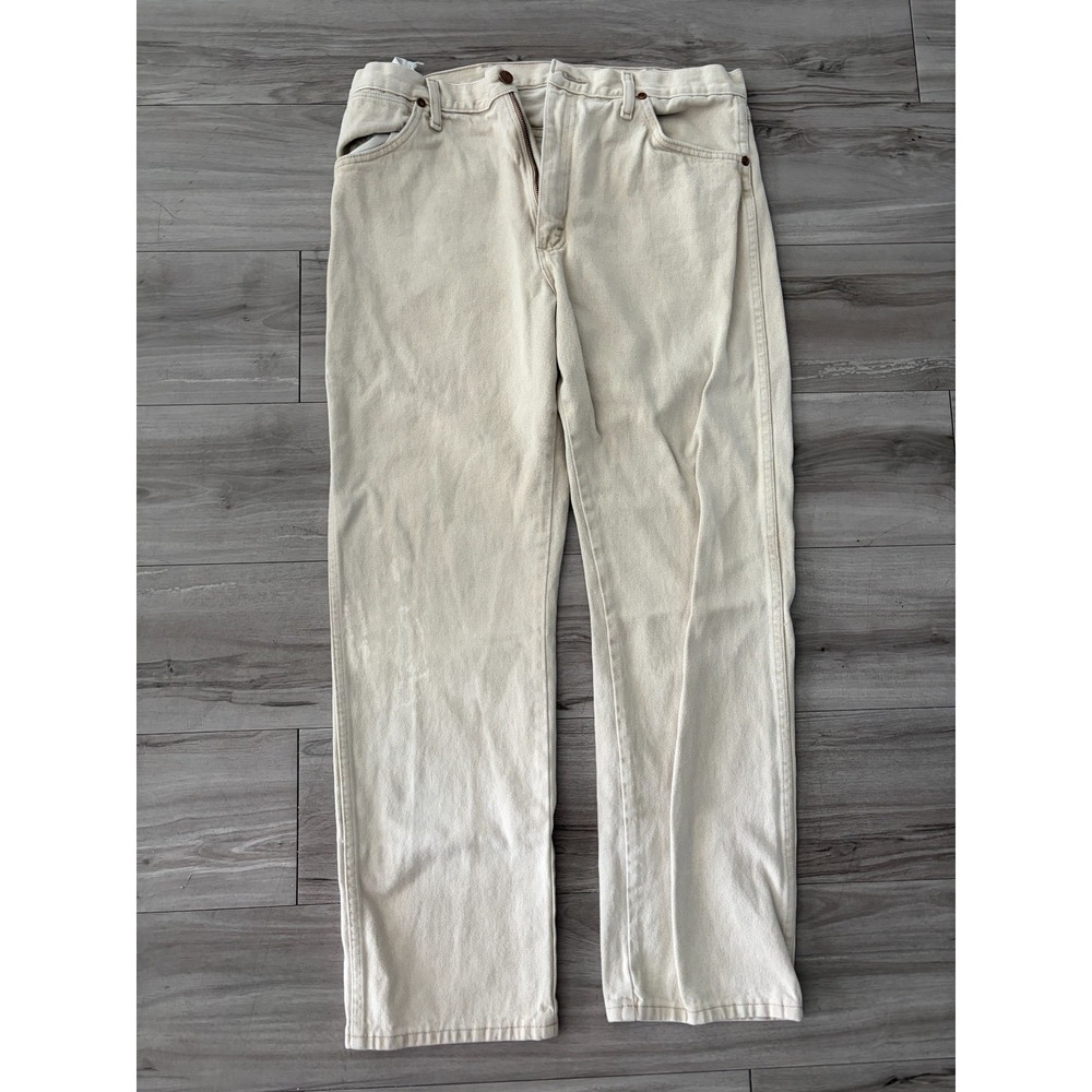 Wrangler Cowboy Cut Original Fit Jeans Mens 36x32 Beige Cotton Straight Leg